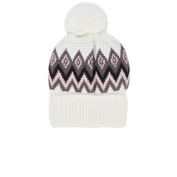 Hat Attack Fair Isle Beanie in Ivory Pink New Womens Winter Hat main image 5